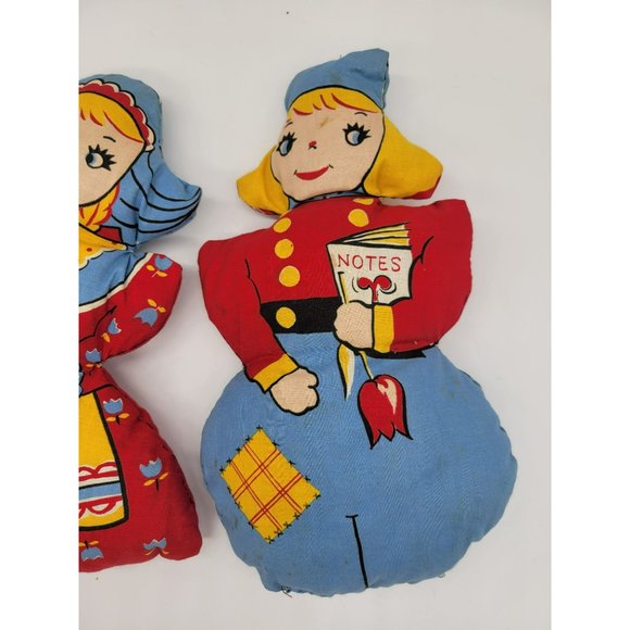 Vintage Pair Cloth Dolls VALTEX Hansel & Gretel Penn. Dutch Boy Girl Cut & Sew - Picture 8 of 13